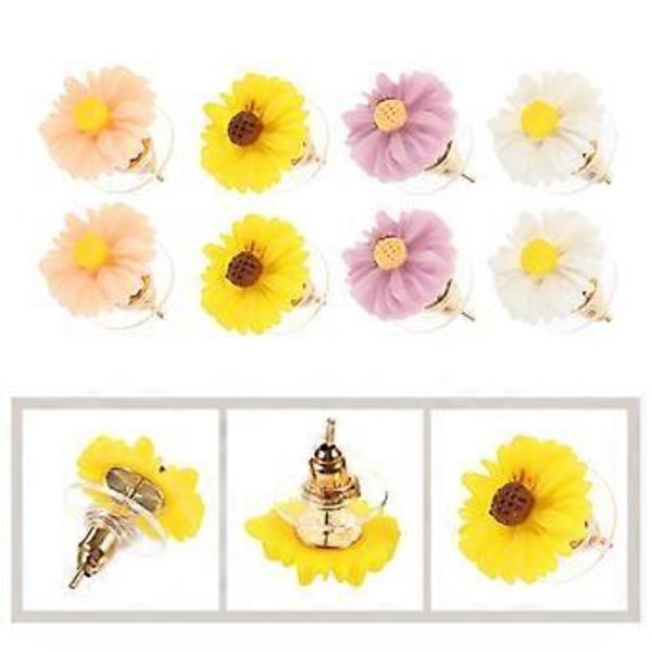 8 Par Ørestikker Teenagere Piger Daisy Øreringe Moderne Blomsterøreringe Søde Øresmykker til Kvinder