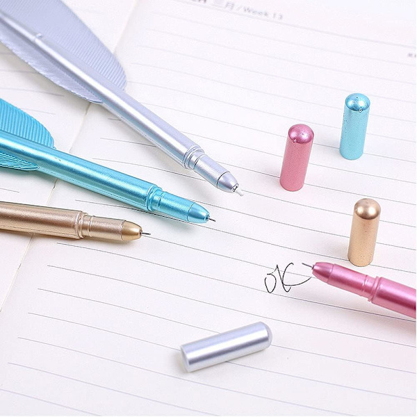 4 stk. sæt fancy nib-formet kuglepen 0,38 mm gelpen sort blæk