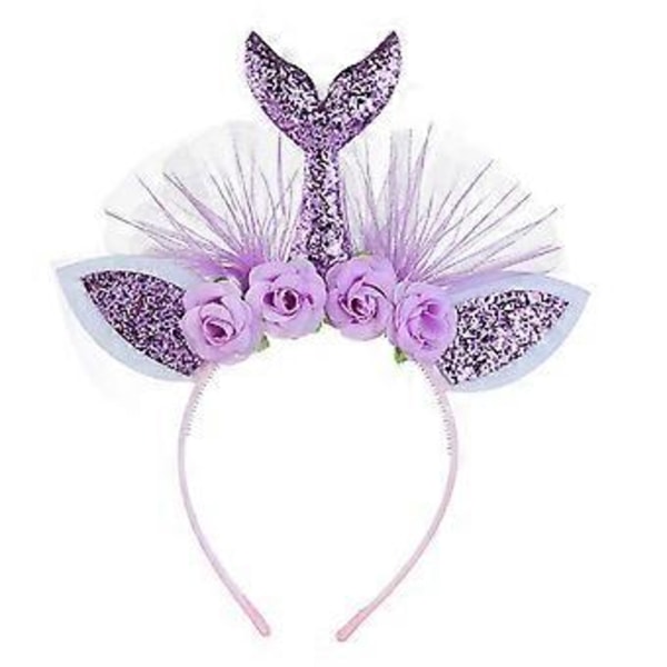 Tyttöjen hiuspanta tanssiaisiin, prinsessaleikkeihin, syntymäpäiväpanta, valokuvarekvisiitta, elegantit prinsessapuvun asusteet, violetti (violetti)