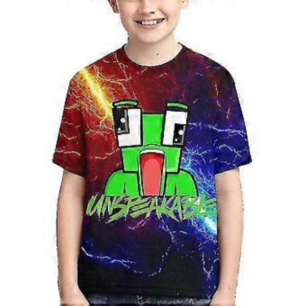 Barn Pojkar Flickor Unspeakable 3D-tryckta Kortärmade T-shirts Tecknad Rundhalsad Topp Tee (9-10 År D)