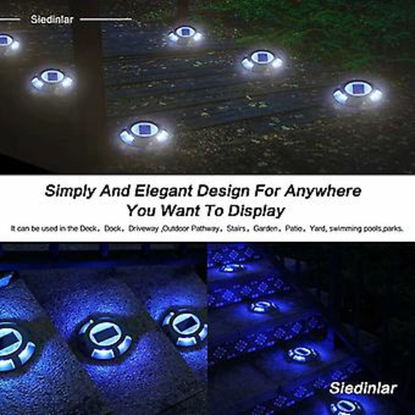 Solcellsbelysning för Uppfart Sollampa Utomhus LED-lampa Vattentät för Trädgård Dockväg Innergård 4-pack (Blå)