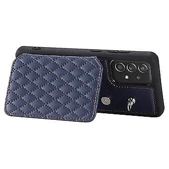 Til Samsung Galaxy A52 5g / 4g Grid Texture Kortpung Telefon Cover Med Snøre (sort) (blå)