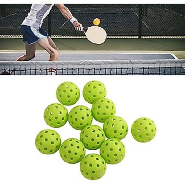 PE Pickleball Set, 12 st 40-håls utomhusboll Stabil flygande lätt för slagträning