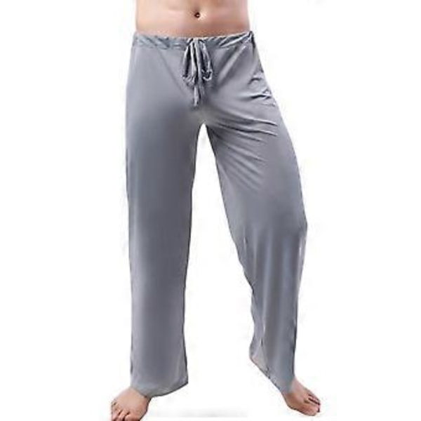 Yoga Bukser til Mænd Snøre Sports Åndbar Ensfarvet Herre Sportsbukser Herretøj (3XL grå)