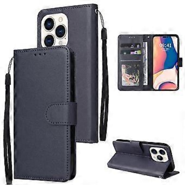 Plånboksfodral i PU-läder för iPhone 15 Pro, mobiltelefonstativ, kortficka, stötsäker telefonfodral (Stil A)