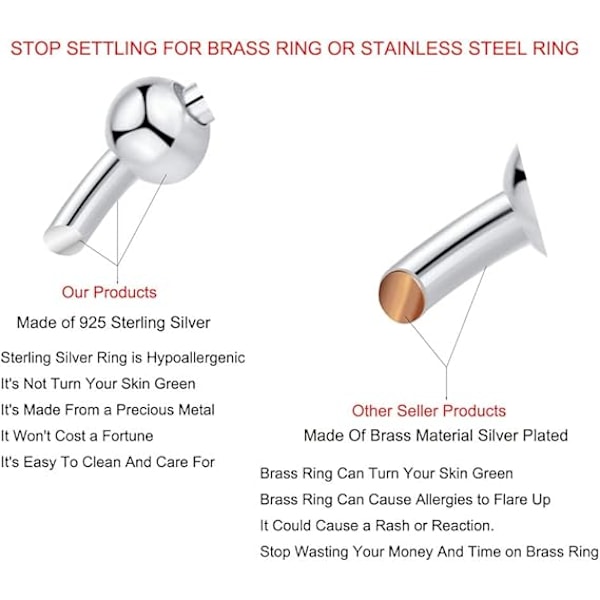 925 Sterling Sølv Anti-Angst Ring til Kvinder Mænd Fidget Ringe