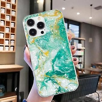 For iPhone 15 Pro Imd Shell Mønster TPU Telefonveske (Grønn Marmor)