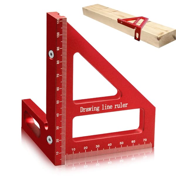 (Rød) Tømmermannsvinkel Protractor, 3D Multi Vinkel Måler Linjal