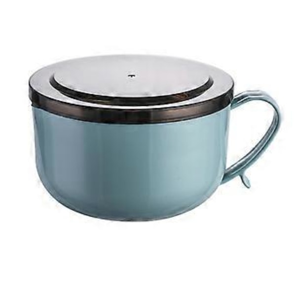 1 stk. nudelskål i rustfrit stål med låg, bordservice, risskål til hjemmet (stor størrelse, grøn)
