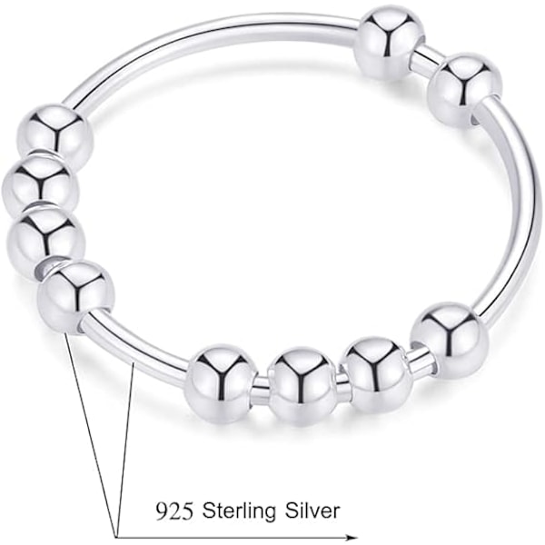 925 Sterling Sølv Anti-Angst Ring til Kvinder Mænd Fidget Ringe
