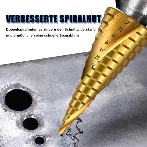 Trinnbor 4 til 20 mm, HSS Konisk Bor for Metall, Tre, Plast
