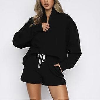 Dame 2-delt sæt Træningsdragt Crop Pullover Sweatshirt Joggingbukser Træningssæt lysegrå S(S lysegrå)