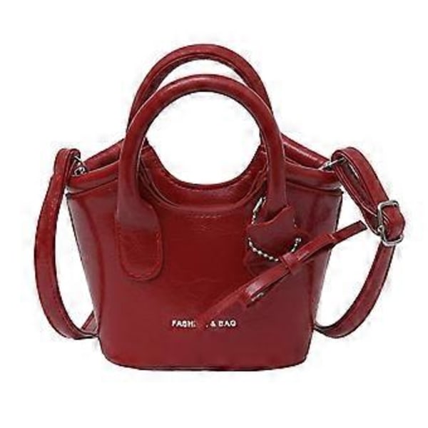 Korealainen olkalaukku naisille, säädettävällä hihnalla ja PU-nahalla, tyylikäs crossbody-laukku, matkakäsilaukku, punainen (punainen)