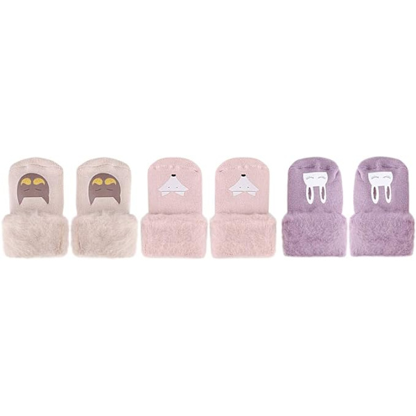 3 par 1-3 år flicka Tjocka halkfria babysockor med grepp Flicka