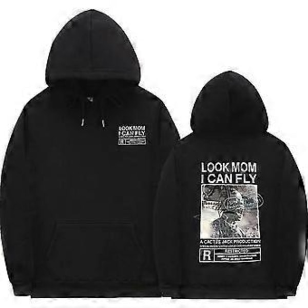 Cactus Jack Hættetrøje Mænd Kvinder Dobbeltsidet Logo Print SE MOR JEG KAN FLYVE Travis Scott Hættetrøjer Unisex Mode Hip Hop Streetwear -NMAOV(L Z0782*black)