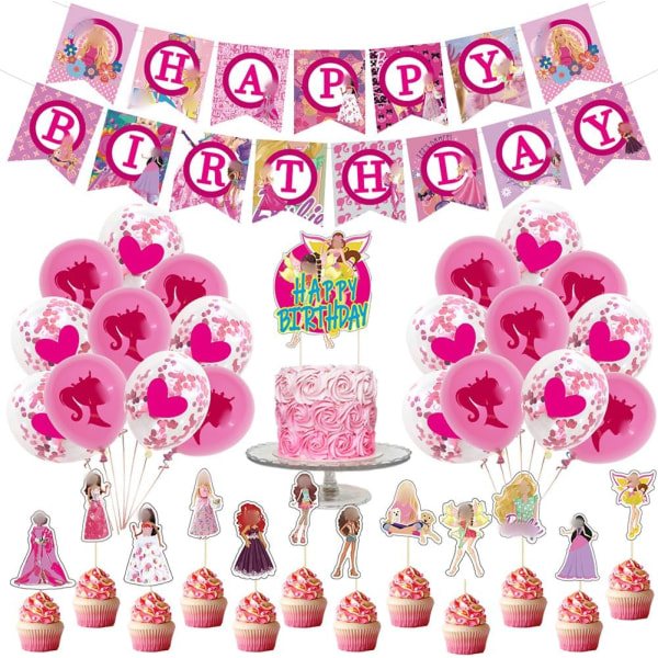 34 stk. Lille prinsesse fødselsdag dekoration, Happy Birthday Banner P