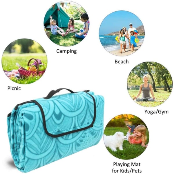 Picknickmattafilt, vattentät, hopfällbar, för camping, strand, gar