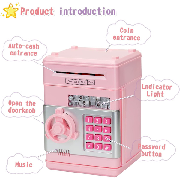 Spargris ATM Bank med Myntbeholder (Rosa)