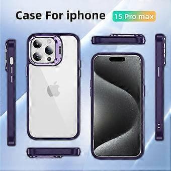 TPU+Akryl Skal med Linsram, Stativ och Skydd för iPhone 15 Pro (Stil E)