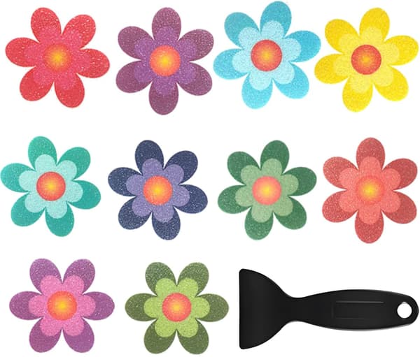 Blomsterformede sklisikre badekarstickers - Klebende sikkerhetsklistremerker for barn