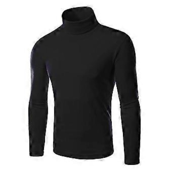 Herre Strikk Roll Turtle Neck Genser Topper Bluse (2XL Svart)