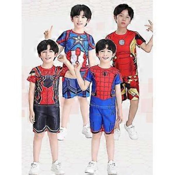 Spider-Man, Iron Man, Captain America Barnkläder Kortärmad Shorts Set Z (130cm Produkt 5)