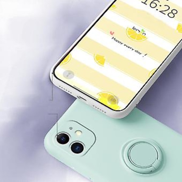 Kompatibel med iPhone 14 Max Skal 6,7 tum med Ringstativ  Flytande Silikon Repskyddande Helkroppsskyddande Skal