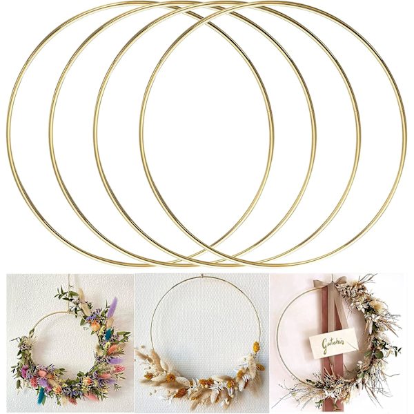 Metallringar 30 cm 4 stycken Guld Drömfångare Macrame Ring för Dröm