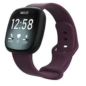 Til Fitbit Versa 3 / Sense Silikon Urrem Størrelse: L (Mørk Lilla)