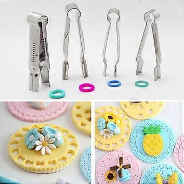 24 stk. Kageblondeclips i rustfrit stål DIY Kiksudstikker Fondant Dekoreringsværktøj (Tilfældigt mønster)