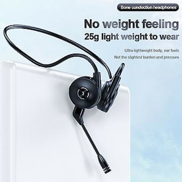 Bluetooth 5.0 Bone Conduction Hovedtelefoner Trådløse Ørepropper Udendørs Sport Headset (Sort)
