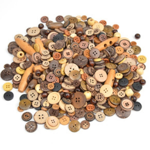 600 stykker tre knapper runde naturlige tre knapper ovale tre knapper