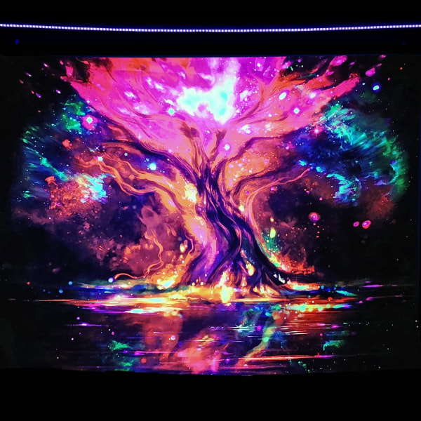 180*230cm Livets träd Vägghängande fluorescens - Psychedelic Wa