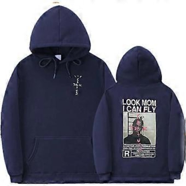 Cactus Jack Hoodie Herr Dam Dubbelsidigt Logotryck LOOK MOM I CAN FLY Travis Scott Hoodies Unisex Mode Hip Hop Streetwear -NMAOV(M Z0782*black)
