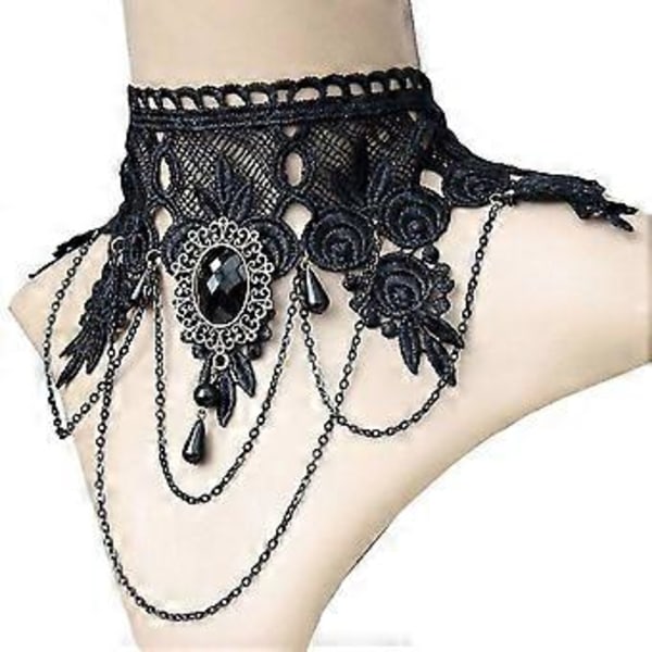 Gotisk kristallspets halsband, krage chokers (One size fits most-Style-B )