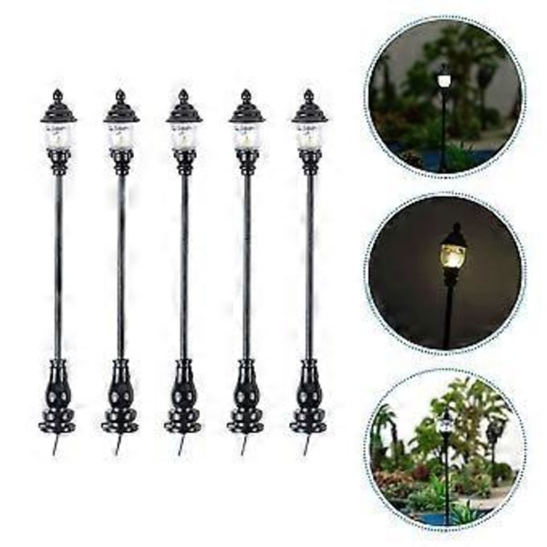 5 stk. Simulerte Miniatyr Hagelys Modell Lys Modell Sandbord Lampe Dekorasjoner