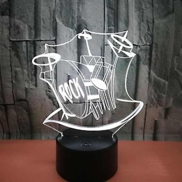 3D Rocktrumma Ljus Touch Bord Bordslampa Optisk Illusion