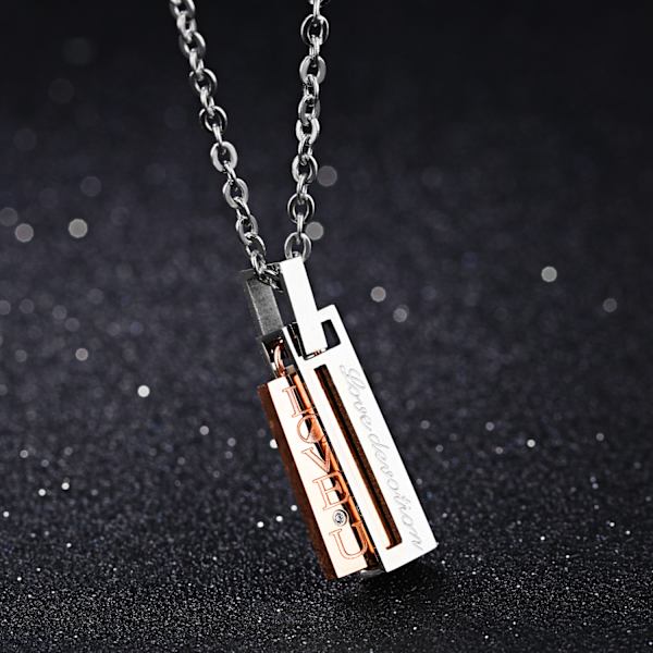 Collier pendentif diamant, Pendentif Collier en Acier Inoxydable Forever Love Argent Anneau pour Coup