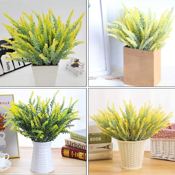 4 Pakke Kunstig Lavendel Flokket Blomster, Realistisk Berøring, Vi