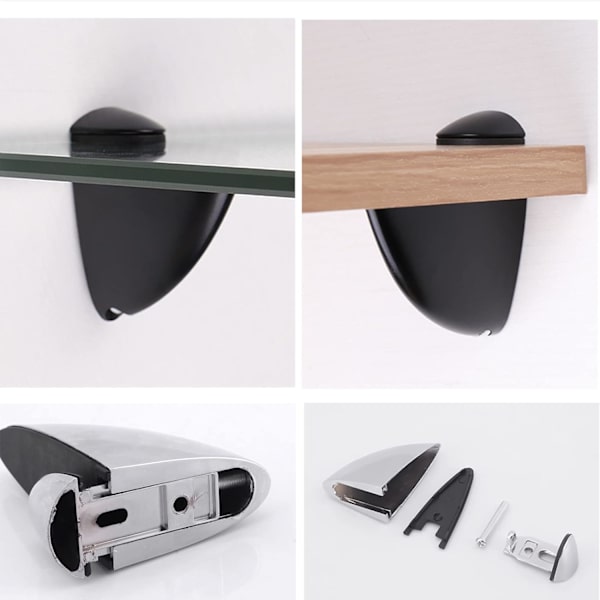 (M)Justerbar Glashyllfäste, 4 stycken Glashyllfästen, Zink-legering Justerbar Glasklämma