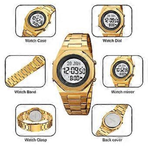 SKMEI 2069 Digital Armbandsur för Muslimer (Roséguld Vit)