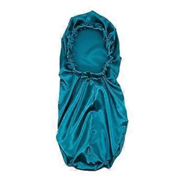 Elastisk fläckbonnet Andningsbar Multifunktionell Bred Kant Långt Hår Sovmössor Wrap Bonnet för Kvinnor QinHai (Ha Cyan)