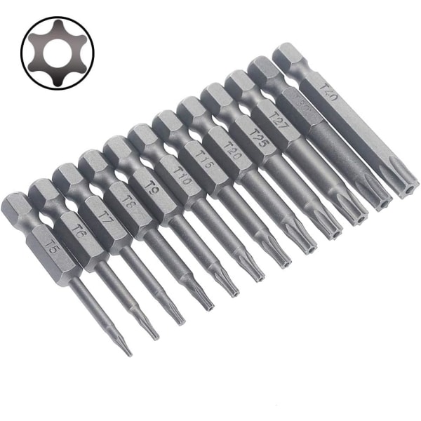 12 Torx (6,35 mm) 50 mm kuusiokolomagneettiset teräskärki