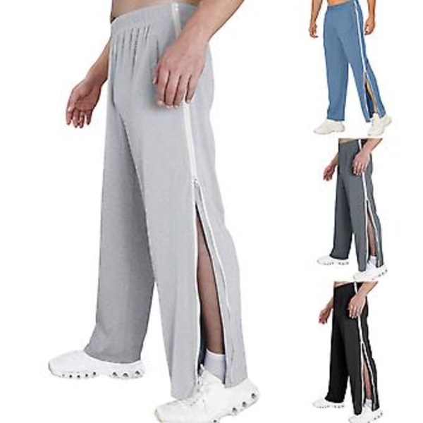 Mænds Sweatpants med Mellemhøj Talje, Elastisk Linning, Lommer, Farvesammensætning, Bred Ben, Sidelynlås, Basketballbukser (M Sort)