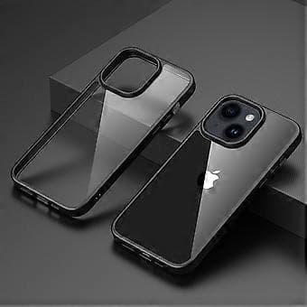 Transparent PC bakside + TPU ramme beskyttende etui for iPhone 15 Plus (Stil D)