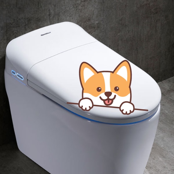 Stickers Corgi, Sticker Mural Drôle pour WC, Salle de Bain, Cui