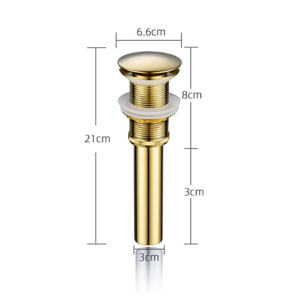 (Guld) Pop Up Sänkdrain utan Överlopp, Mässing Sänkdrain, Pop Up Drain Plug, Svart