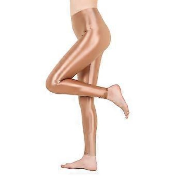 Dam Glänsande Metalliska Stretchiga Leggings Skinny Byxor Gym Yoga Dans Löpning Cykling Sport (XL kaffe)