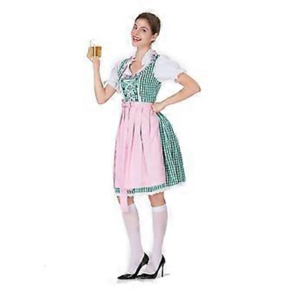 S-3XL Naisten Oktoberfest drindle-mekko-ES Puku-ES Vaaleansininen (XL Vihreä)