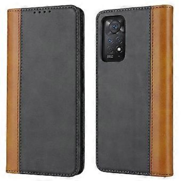 Skal för Xiaomi Redmi Note 11 Pro, Kalvläder med 3 Kortfack, Färgsplicing, Läderfodral (Stil A)